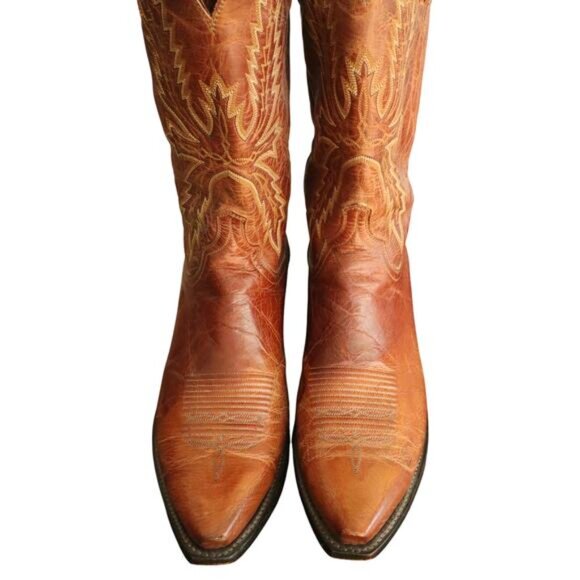 Lucchese 1883 Crayton Mad Dog Goat Tan Brown Leather Cowboy Boots Mens 11.5 2E main image 6